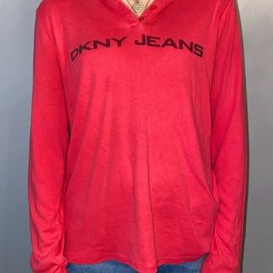 DKNY Jeans hot pink teeshirt hoodie (LARGE)